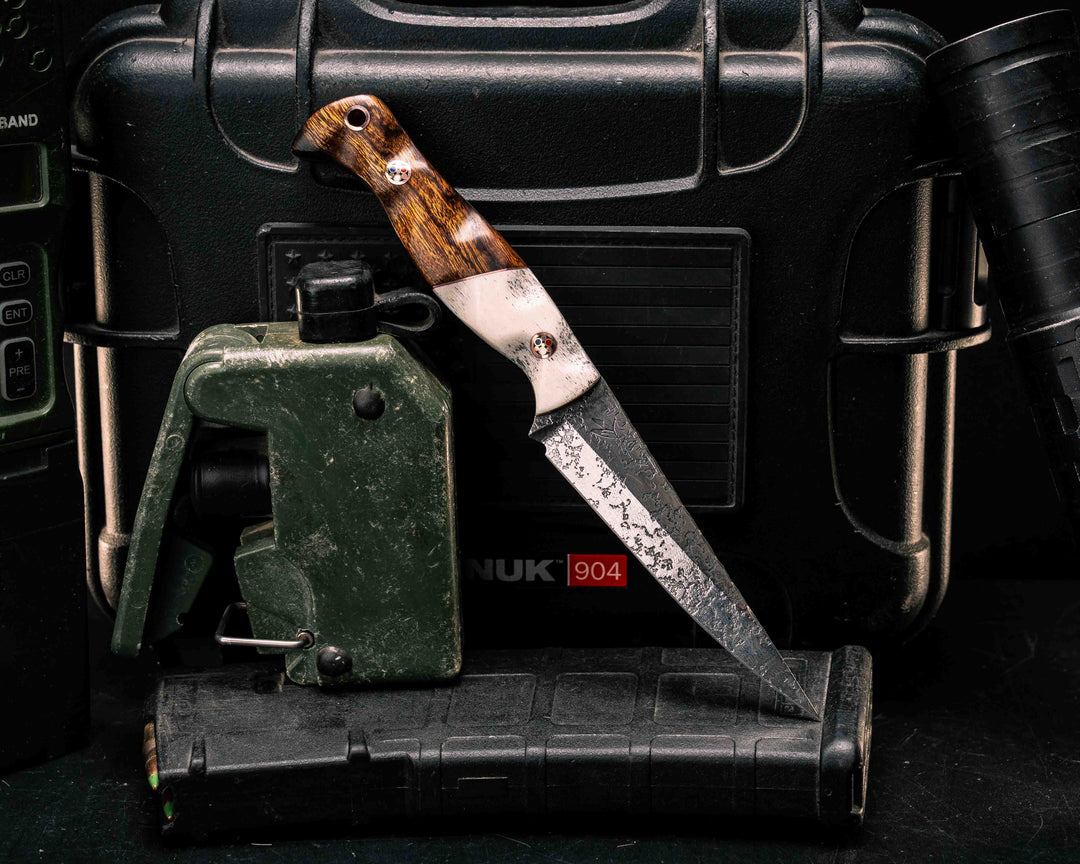 Congressman- Elk Antler, Copper Split, Desert Ironwood, Copper Patriot Mosaic Pins, Copper Lanyard Pin, Textured Grip