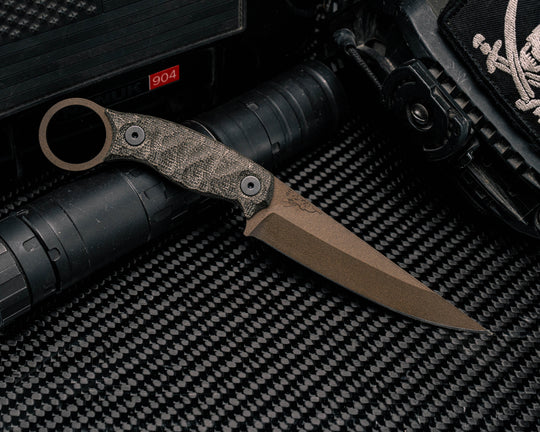 Osoraku 4"- OD Green Canvas Micarta, Midnight Bronze Cerakote, Allen Bolts, Textured Grip