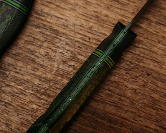 Chef Set - Black Dunes Carbon, Black G10, Grey G10, White G10 and Acid Green G10 Split, Green FAT Carbon, Grey with Black and White Splatter Cerakote, Allen Bolts, Smooth Grip,