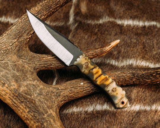 Red Crow- Rams Horn, Mosaic Pins, Copper Lanyard Pin, Textured Grip