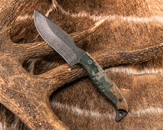 Modified Skinner- Digital Fall Camo Micarta, Mosaic Pins, Textured Grip
