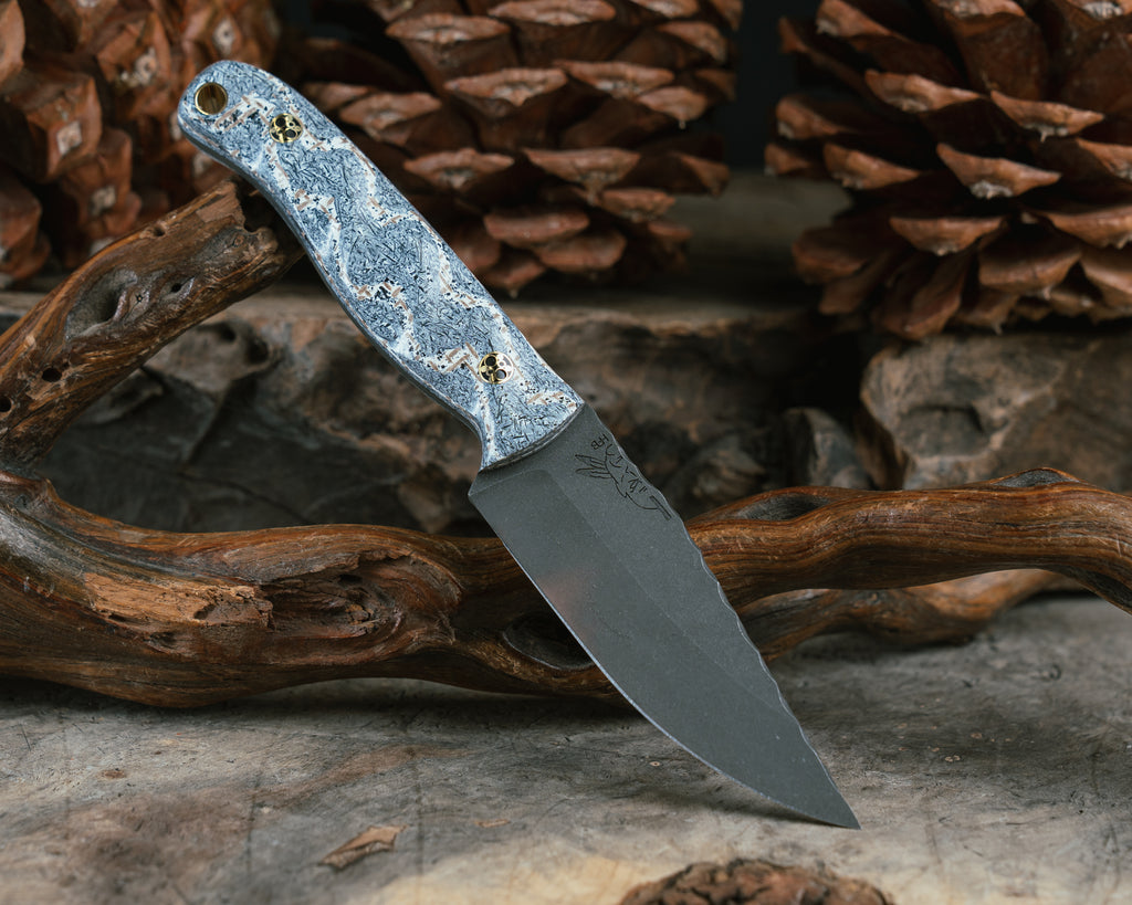 Feather Light- Shred Carbon, White Resin and Burlap, Mosaic Pins, Textured Grip