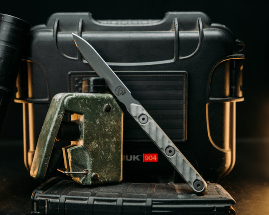 OSS Spike - Grey G10, Armor Black Cerakote, Allen Bolts, Textured Grip