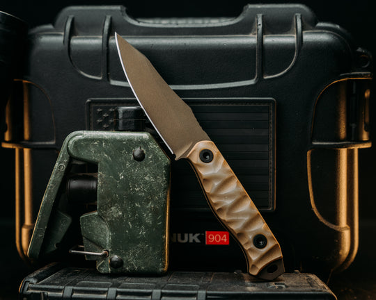 Field Knife Jr- Ghost and Coyote G10, Midnight Bronze Cerakote, Allen Bolts, Textured Grip