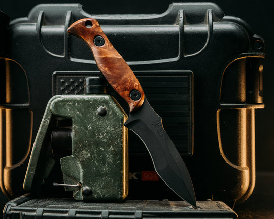 Extremis MK1 - Maple Burl, Allen Bolts, Armor Black Cerakote, Hollow Lanyard Hole, Smooth Grip