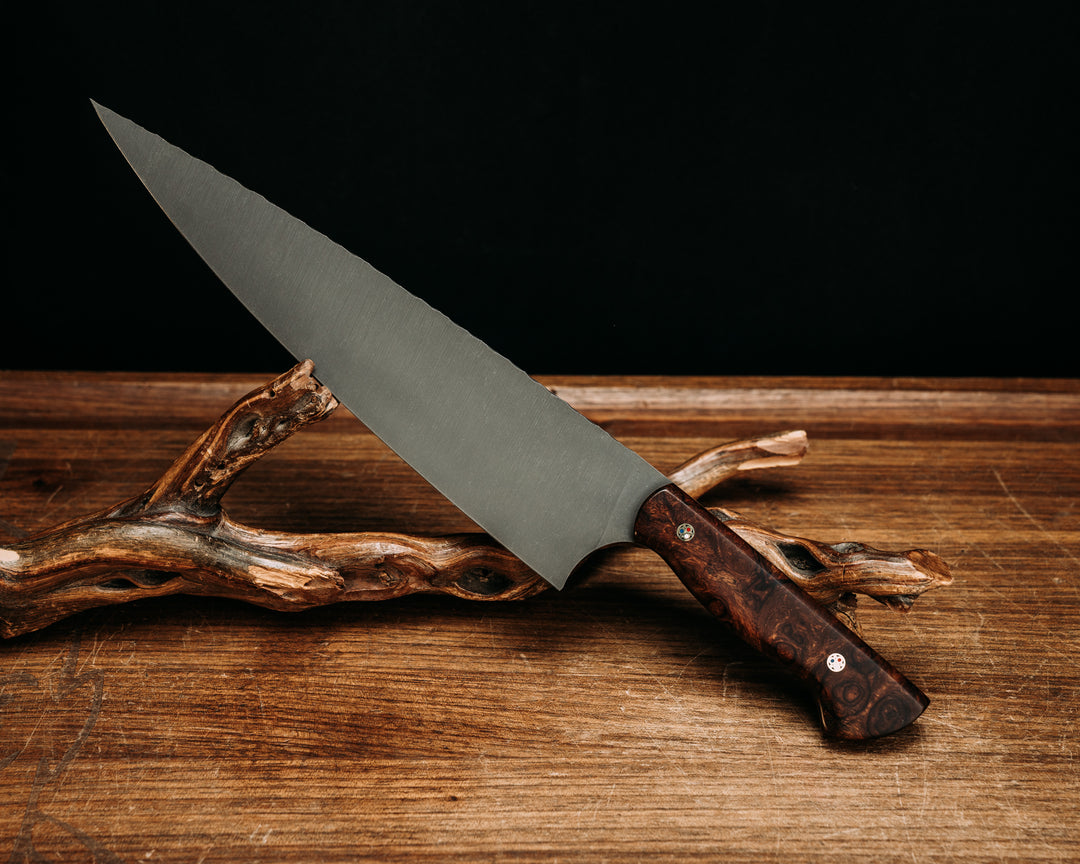 10" Chef Blade- Desert Ironwood, Patriot Mosaic Pins, Smooth Grip
