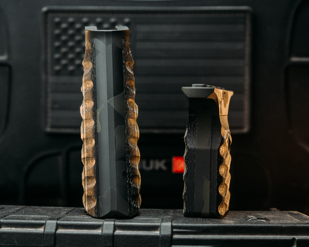 HFB x Kinetic AR Grip System SET - Black & OD Green G10 w/ Black Canvas Micarta, Black Mutli-Cam Cerakote Frames, Snake Textured Grip