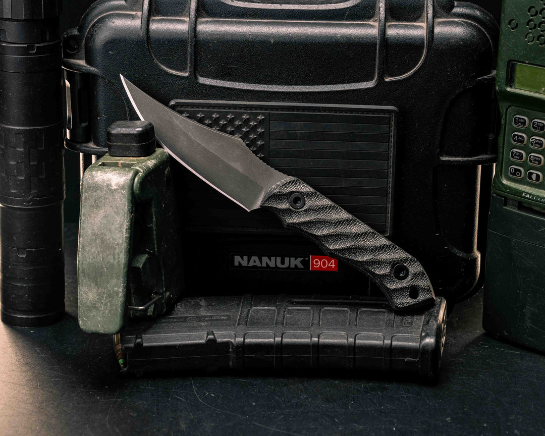 Red Cloud- Black Canvas Micarta, Allen Bolts, Textured Grip