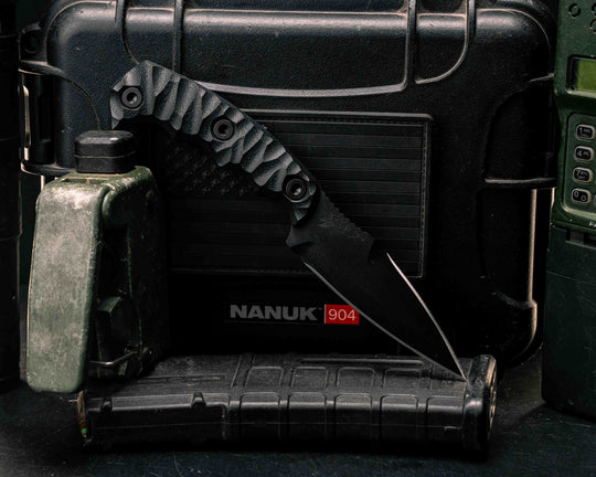 4" HUMINT - Black G10, Armor Black Cerakote, Allen Bolts, Textured Grip