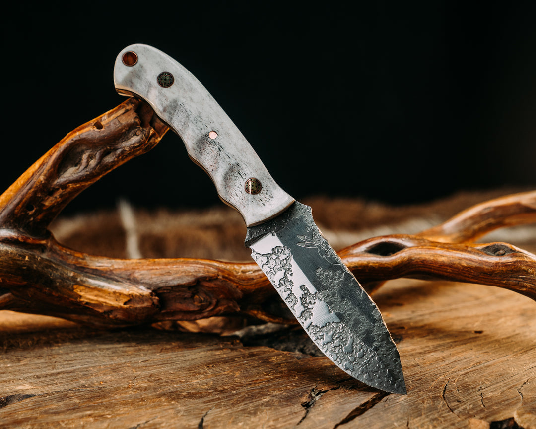 Disaster Cub- Elk Antler, Mosaic Pin, Copper Lanyard Pin, Textured Grip