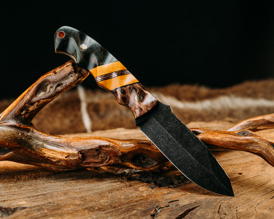 Disaster Jr - Redwood, Black G10 & Copper Pin Striping, Maple Burl, Dyed Redwood, Mosaic Pins, Copper Lanyard Pin, Textured Grip.