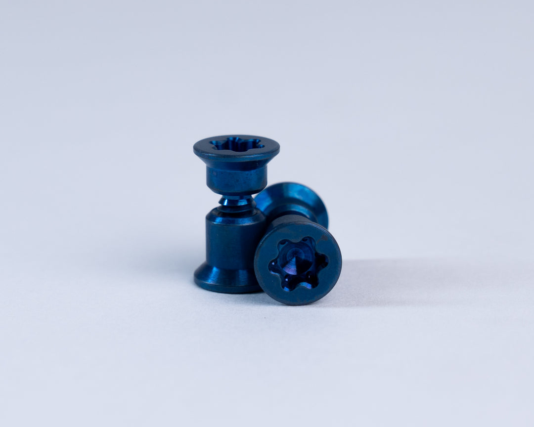 Titanium Hardware, (SET of 2), Anodized Three Battery Blue, HFB-Long