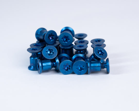 Titanium Hardware (SET of 2) - Anodized Three Battery Blue, HFB-Short