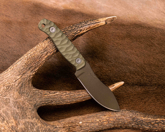 Skinner Jr- OD Green G10, Midnight Bronze Cerakote, Ti Torx Bolts, Textured Grip