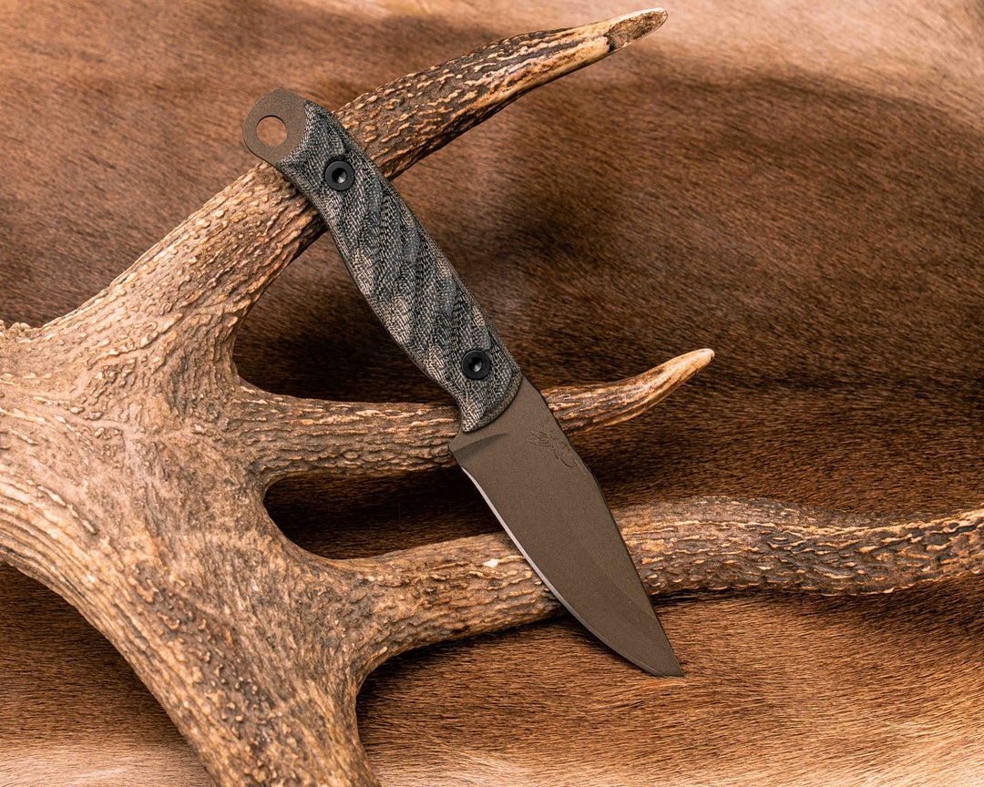 Crow Jr- OD Green/ Black Canvas Micarta, Midnight Bronze Cerakote, Allen Bolts, Textured Grip