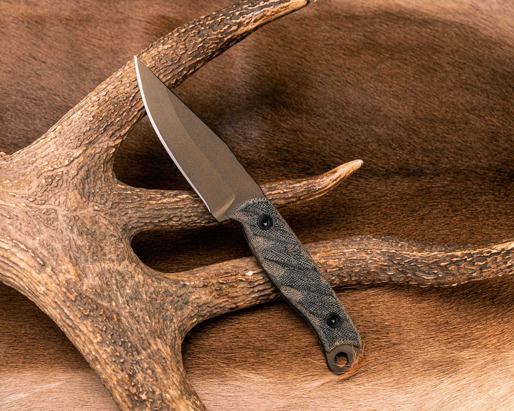 Crow Jr- OD Green/ Black Canvas Micarta, Midnight Bronze Cerakote, Allen Bolts, Textured Grip