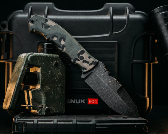 Breacher Jr- Royal Saudi Chocolate Chip Cami Micarta, Micarta Pins, Smooth Grip