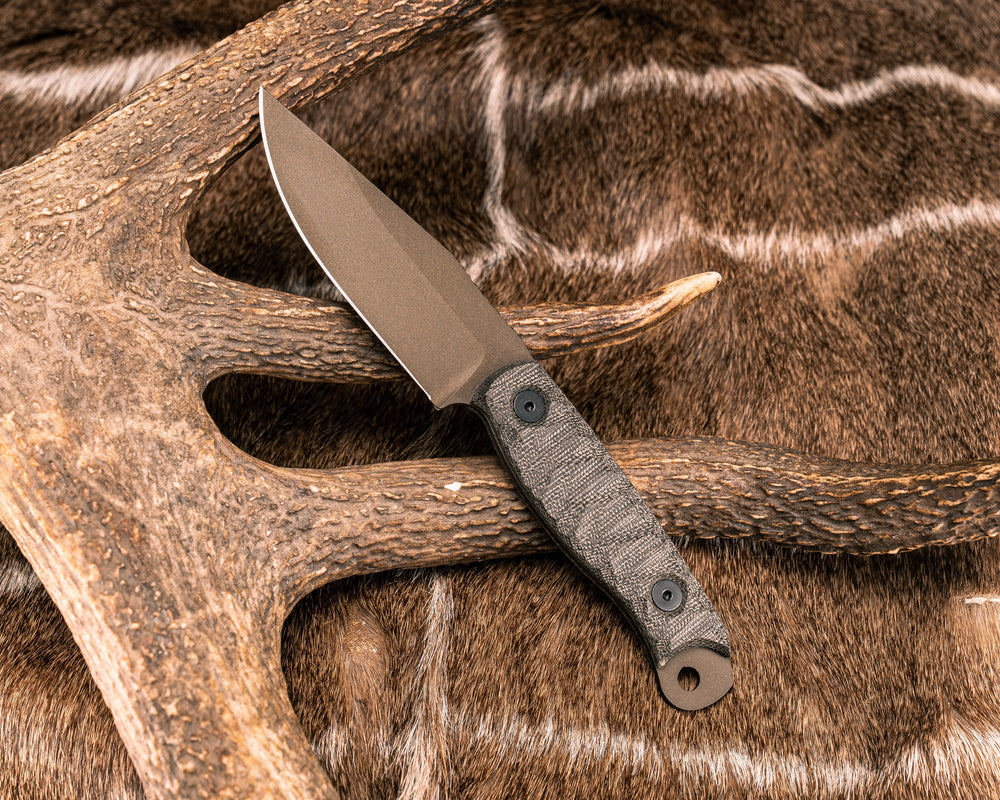 Crow Scalper - OD Green Canvas Micarta, Midnight Bronze Cerakote, Allen Bolts, Textured Grip