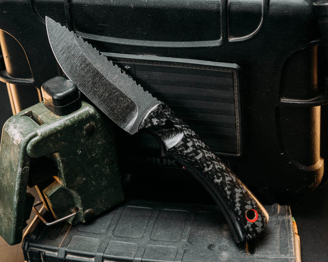 Nashi- Carbon Fiber, Carbon Fiber Pin, Red Lanyard Mosaic Pin, Textured Grip