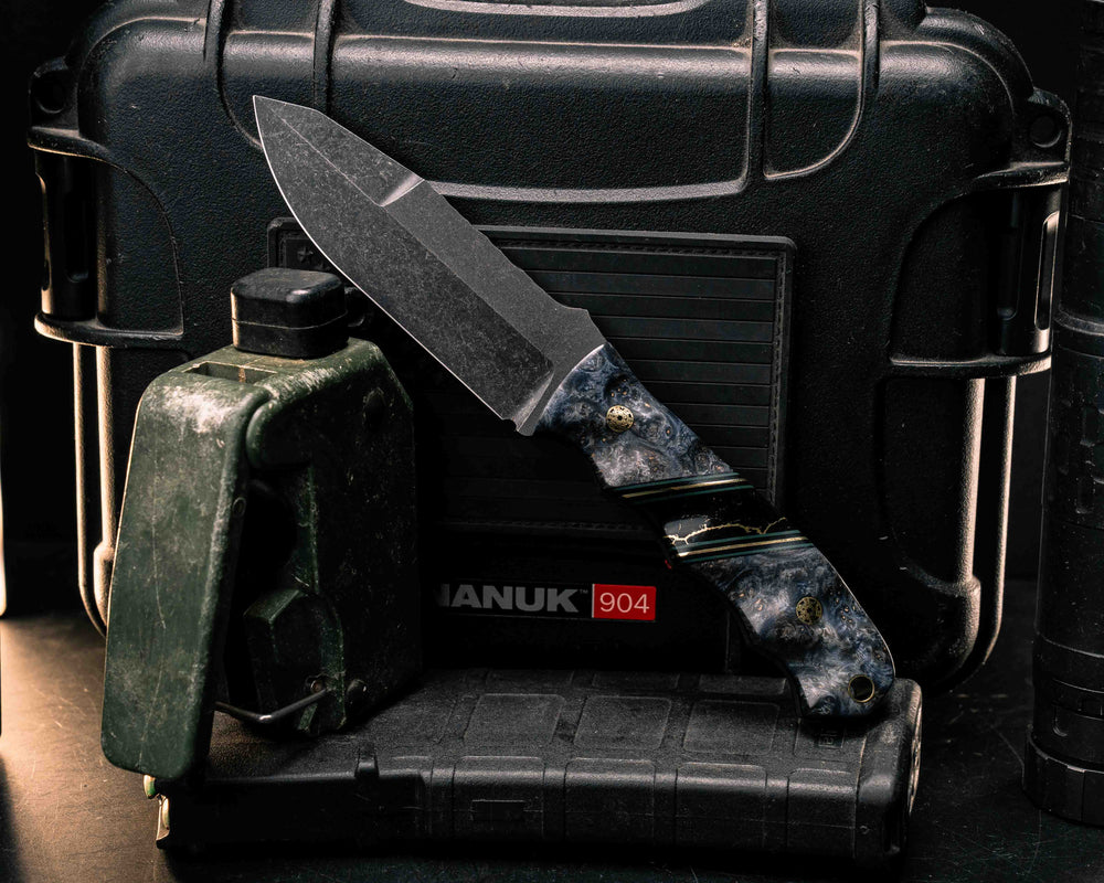Disaster Jr Gen 3- Dyed Buckeye, Black G10, Forest Green G10 and Brass Pin Striping, Black with Gold Web Tru-stone Split, Mosaic Pins, Brass Lanyard Pin, Textured Grip