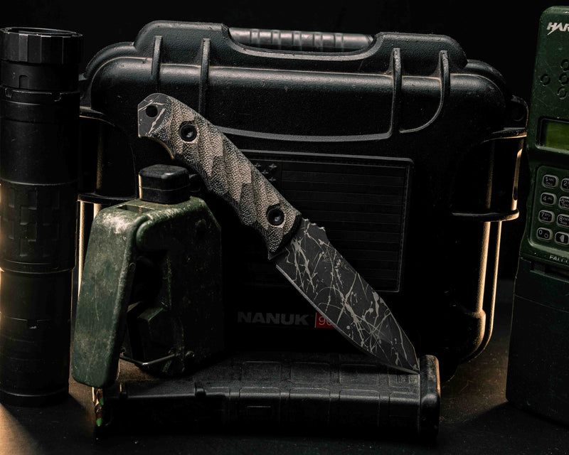 Disaster Jr- OD Green/Black Canvas Micarta, Allen Bolts, Textured Grip