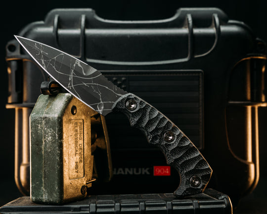 4" HUMINT - Black Canvas Micarta, Allen Bolts, Textured Grip