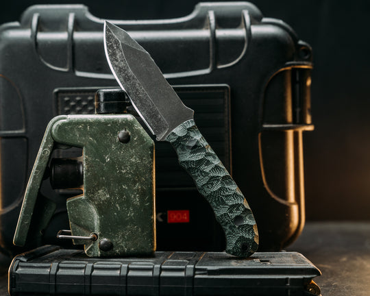 Disaster Cub- Rio Verde Matrix Micarta, CF Pins, CF Lanyard Pin, Textured Grip