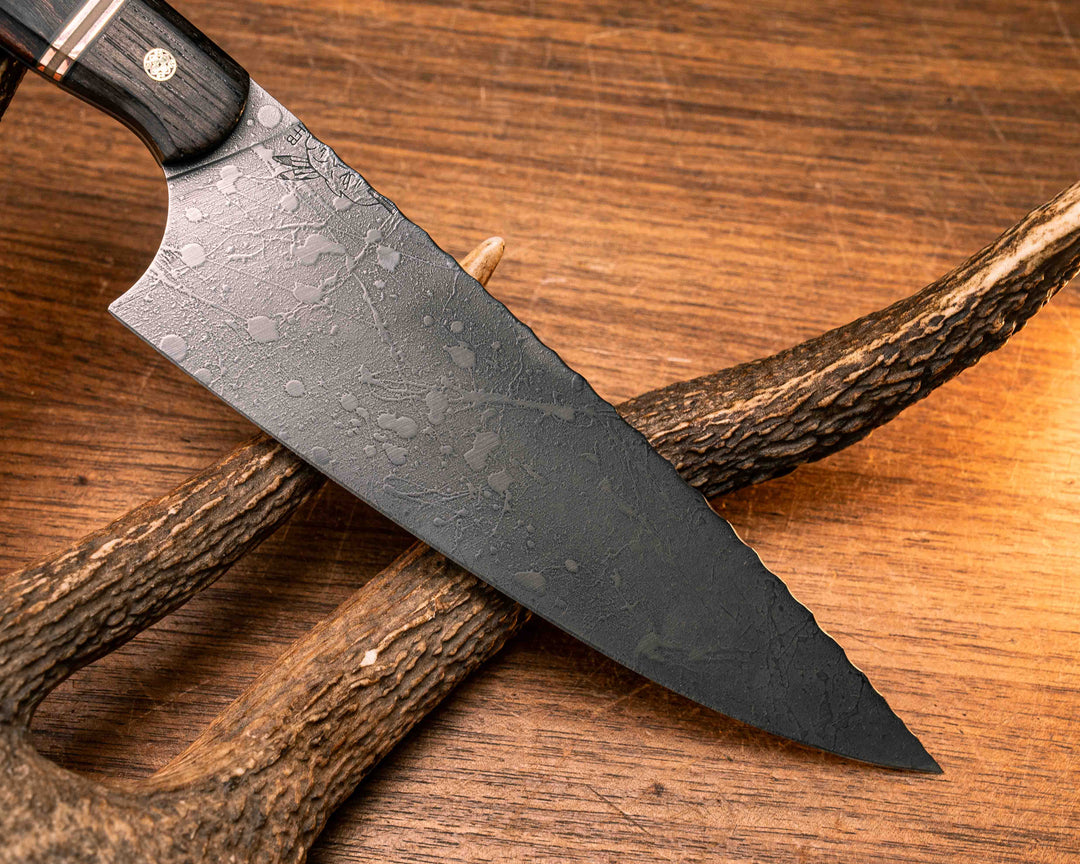Chef Set- Ancient Bog Oak, Black G10, OD Green G10, Copper and Coyote G10 Pin Striping, Desert Ironwood Split, Mosaic Pins, Smooth Grip