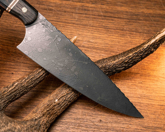 Chef Set- Ancient Bog Oak, Black G10, OD Green G10, Copper and Coyote G10 Pin Striping, Desert Ironwood Split, Mosaic Pins, Smooth Grip