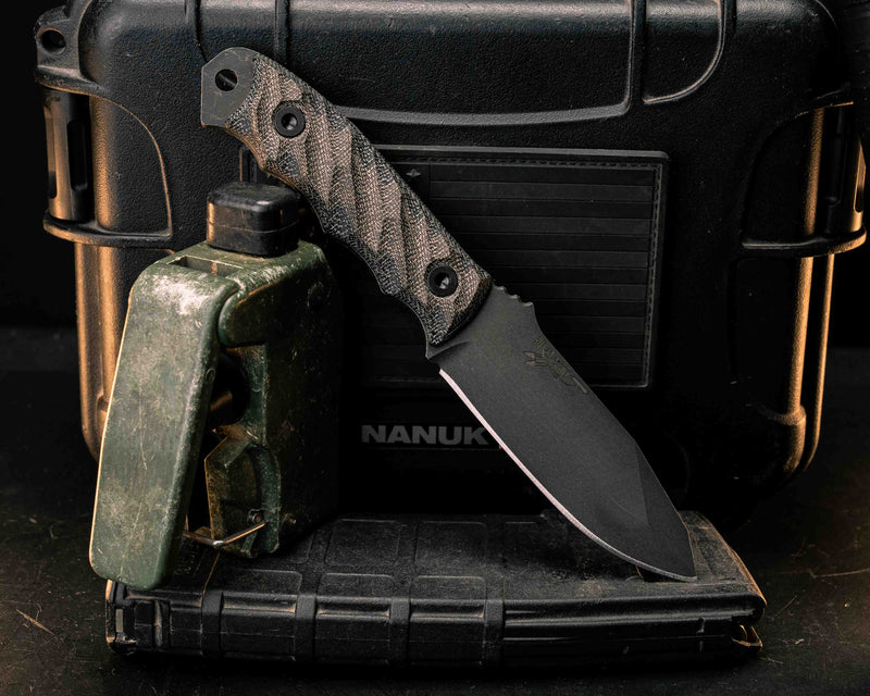 Disaster Jr- OD Green/Black Canvas Micarta, Allen Bolts, Textured Grip