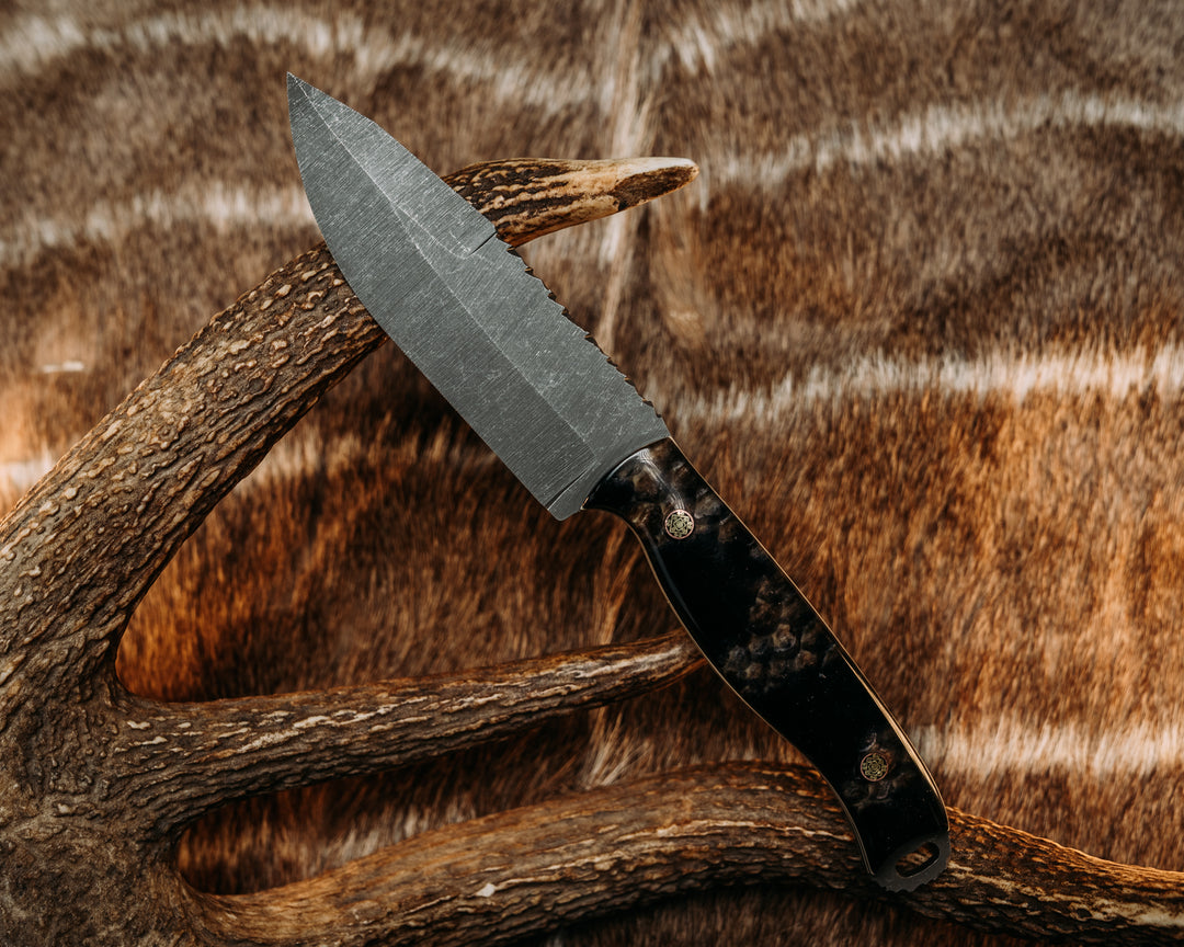 Hog Hunt- Black Diamond Python Skin in Resin, Mosaic Pins, Smooth Grip