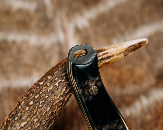 Hog Hunt- Black Diamond Python Skin in Resin, Mosaic Pins, Smooth Grip