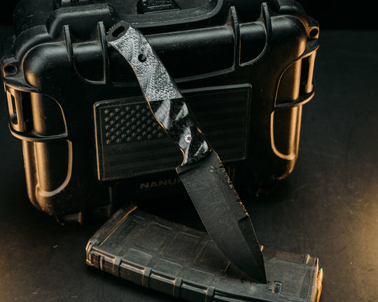 Hog Hunt- Black Carbon and Silver Carbon, Mosaic Pins, Carbon Pin, Textured Grip