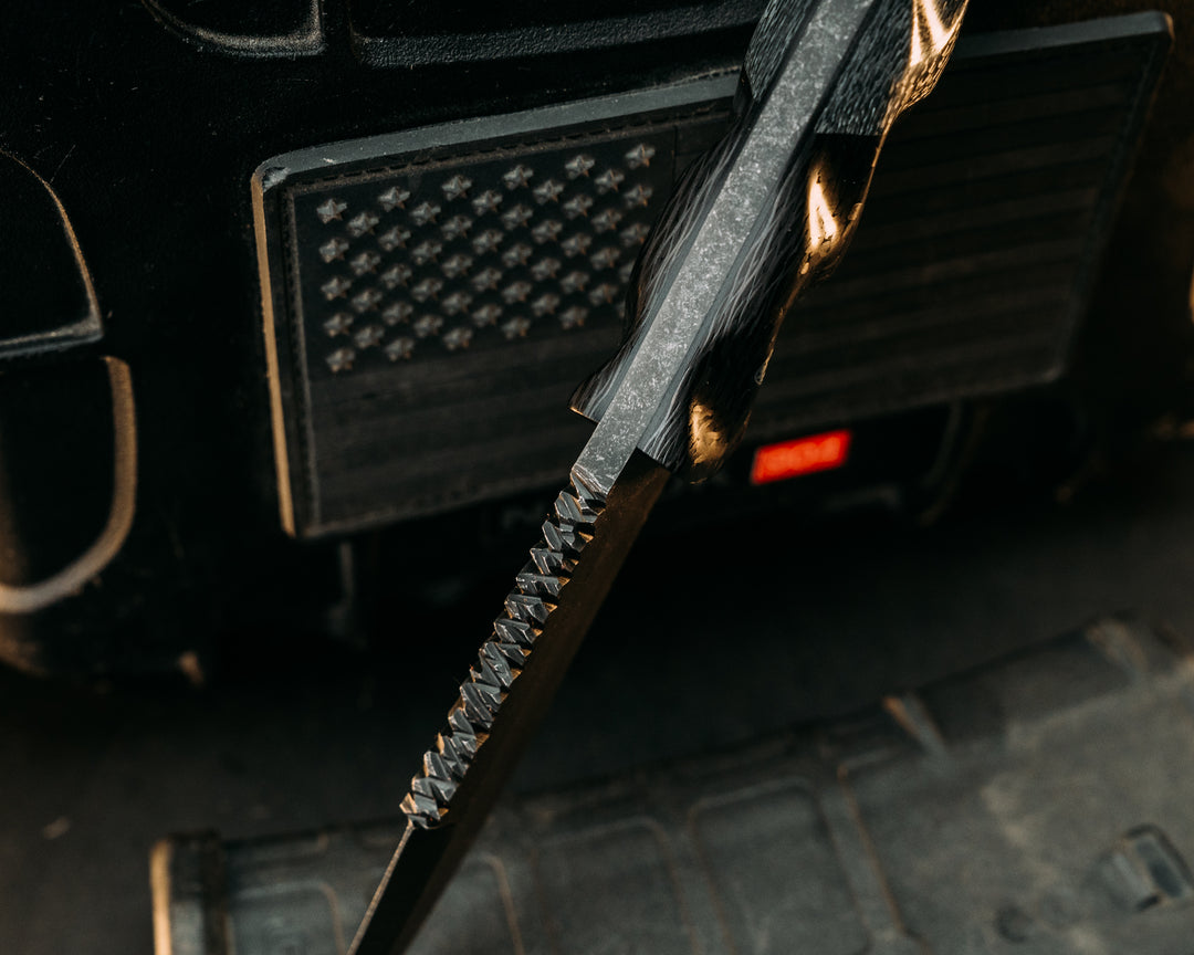 Hog Hunt- Black Carbon and Silver Carbon, Mosaic Pins, Carbon Pin, Textured Grip