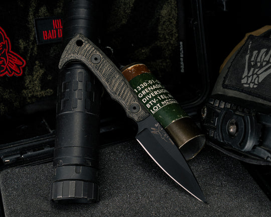 Special K HFB-X-KBD Collab- Black Canvas Micarta, Armor Black Cerakote, Allen Bolts, Textured Grip