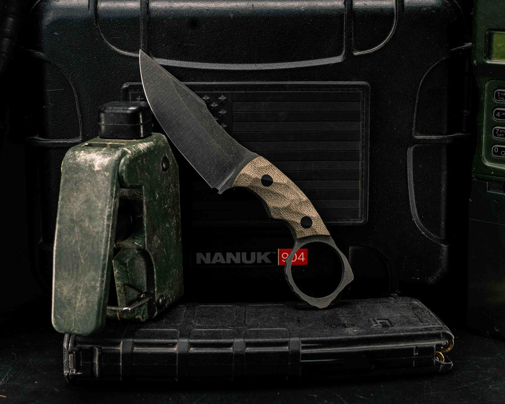 Face Plug- OD Green Canvas Micarta, CF Pins, Textured Grip