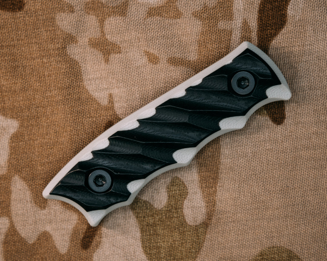 Disaster Jr Scales- Black Over White G10, Allen Bolts, Iron Grip