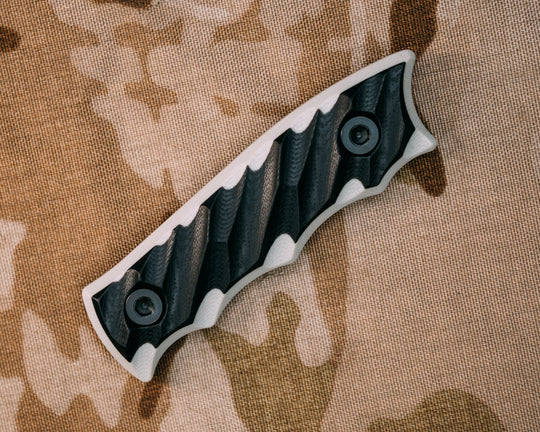 Disaster Jr Scales- Black Over White G10, Allen Bolts, Iron Grip