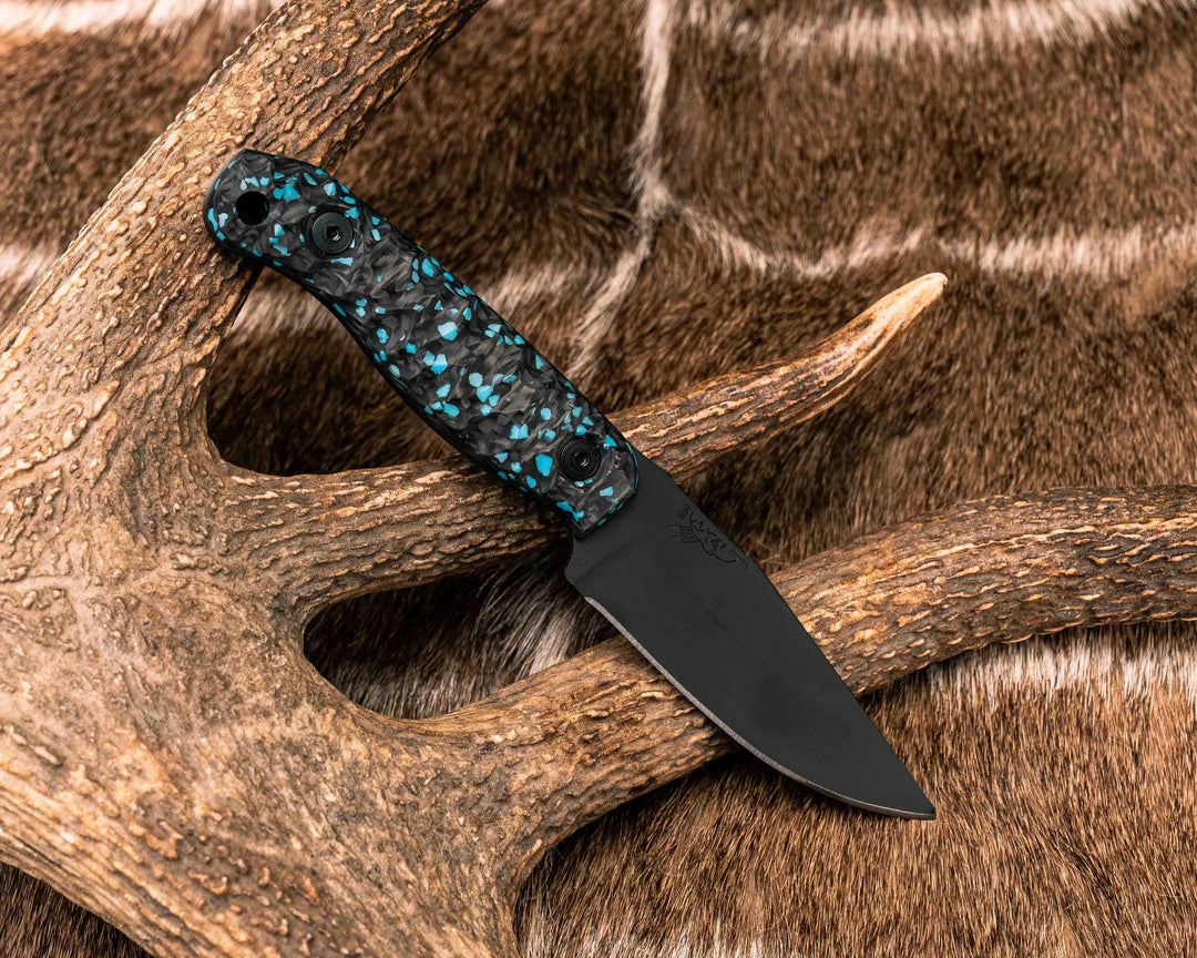 Feather Light- Turquoise Rocky Wave Carbon, Armor Black Cerakote, Brass Allen Bolts, Textured Grip
