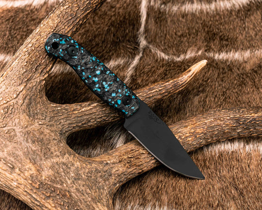 Feather Light- Turquoise Rocky Wave Carbon, Armor Black Cerakote, Brass Allen Bolts, Textured Grip