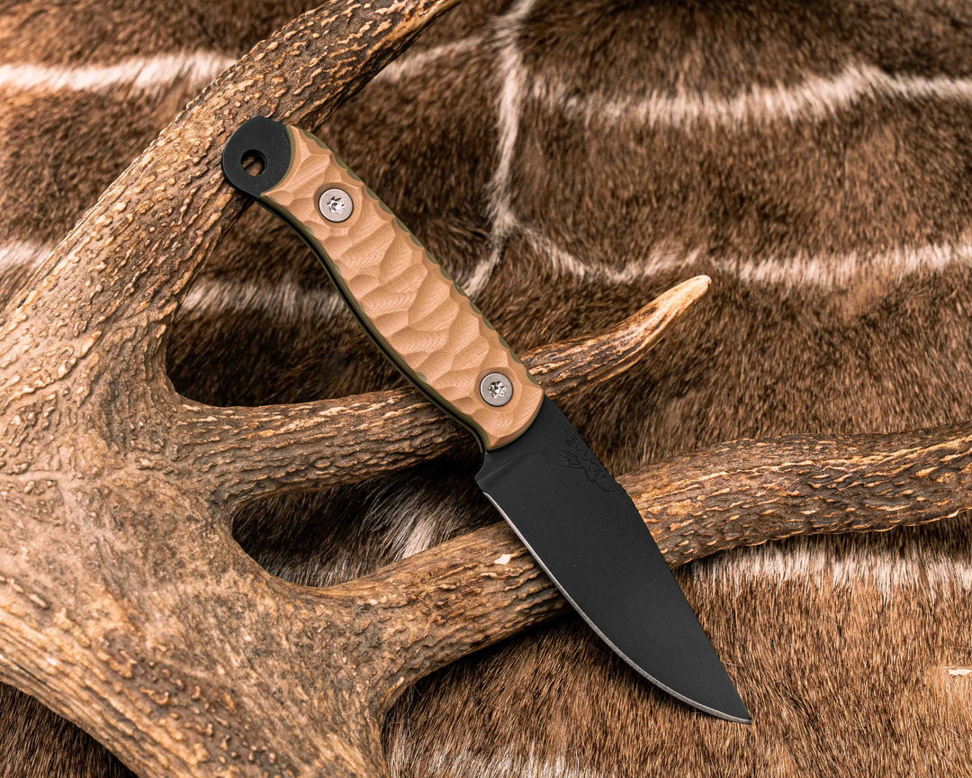 Crow Scalper- Coyote and OD Green G10, Armor Black Cerakote, Ti Torx Bolts, Textured Grip