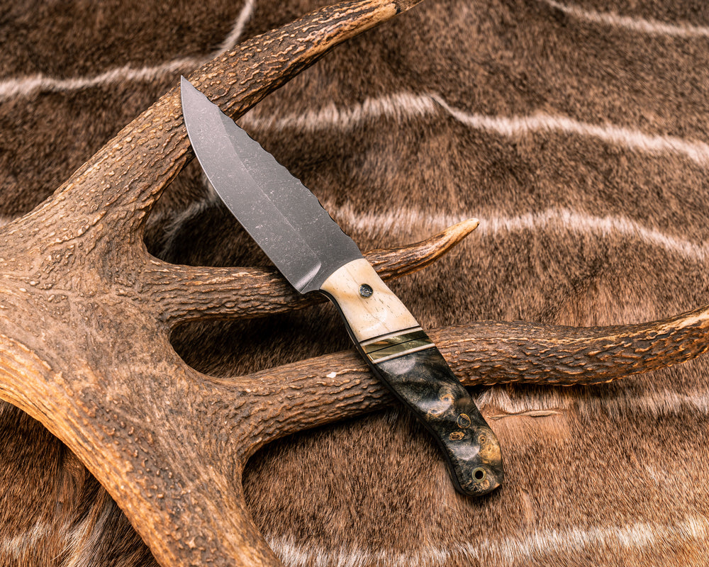 Crow Jr- Giraffe Bone, Black G10, White G10 and Coyote G10 Pin Striping, Brass Split, Buckeye, Mosaic Pins, Brass Lanyard Pin, Textured Grip