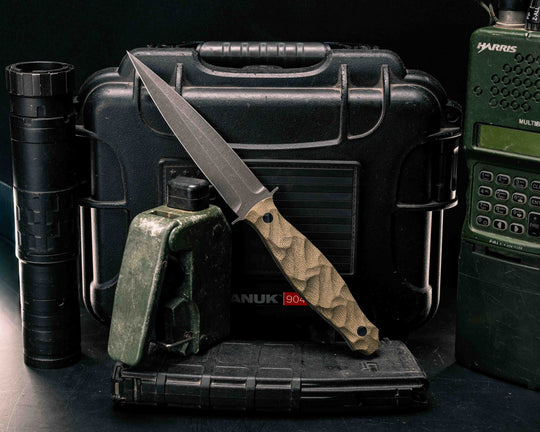 Fairbairn Sykes- OD Green Canvas, CF Pins, Textured Grip