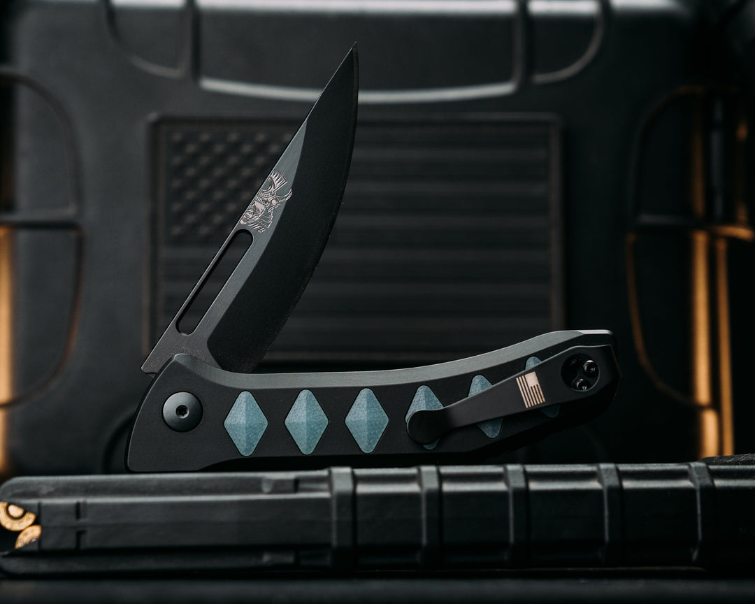 Custom Kwaiken Folder - Jade G10, Anodized Black Handle, Black Nitride Blade, Smooth Grip, Deep Carry Pocket Clip