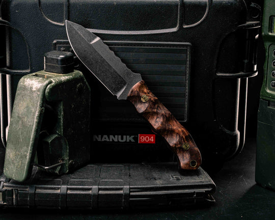 Disaster Cub Gen 3- Mahogany, Mosaic Pins, Brass Lanyard Pin, Textured Grip