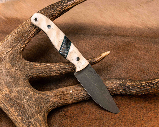 Crow Jr- Giraffe Bone, Black G10, Forest Green G10, Aluminum Pin Striping, Dyed Maple Split, Mosaic Pins, Aluminum Lanyard Pin, Textured Grip