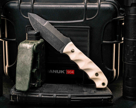 Disaster Jr Gen 3- Giraffe Bone, Mosaic Pins, Brass Lanyard Pin, Textured Grip