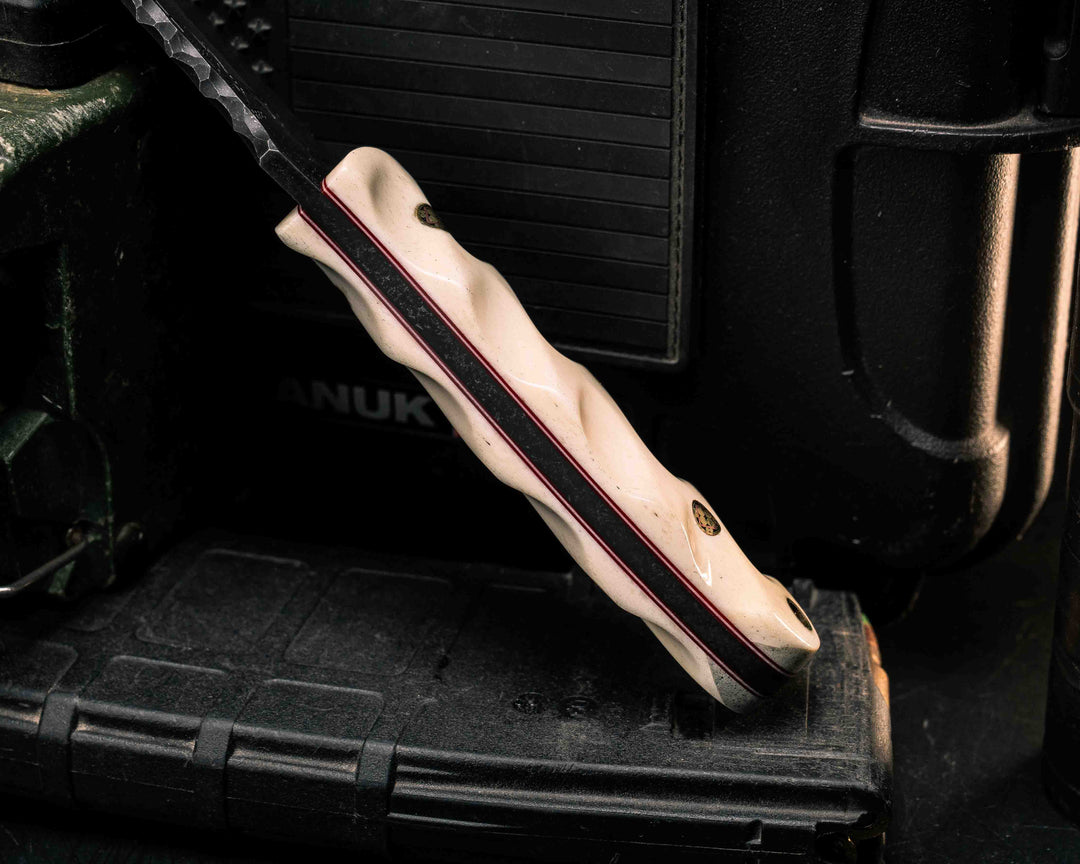 Disaster Jr Gen 3- Giraffe Bone, Mosaic Pins, Brass Lanyard Pin, Textured Grip