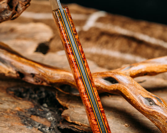 Chef Blade - Amboyna Burl, Mosaic Pins, Smooth Grip