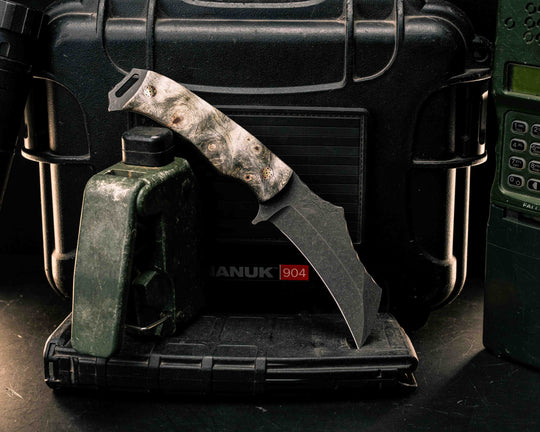 Vulture- Buckeye Burl, Mosaic Pins, Textured Grip
